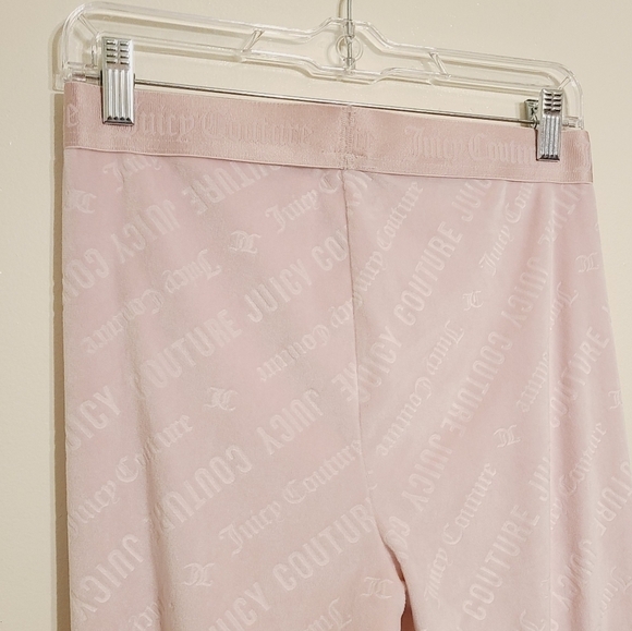 Juicy Couture | Women's Light Pink Logo Print Velour PJ Leggings (Size Medium) - Picture 9 of 13